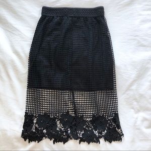 High Rise Black Lacy Skirt, XS